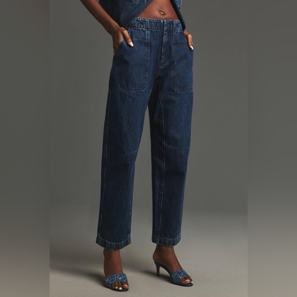 rag & bone Leyton Mid-Rise Crop Straight-Leg Jeans Kaihara Denim Japan - Picture 2 of 8